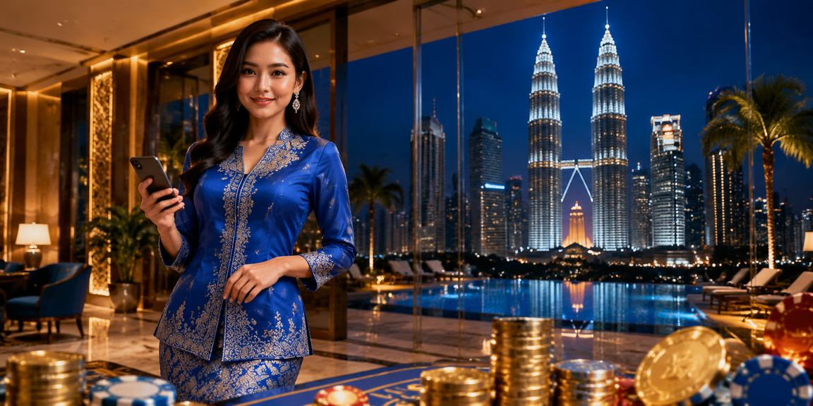 Wanita berbaju kurung di Kuala Lumpur membuat deposit untuk bertaruh e-sukan di t800